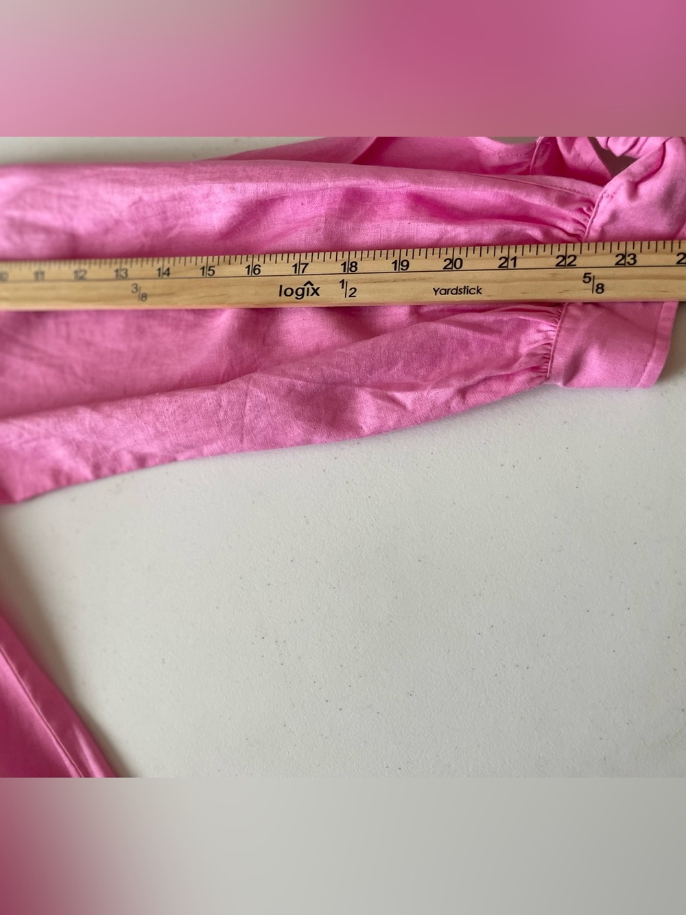 NWT Michael Kors Pink Off-Shoulder Linen Blend Blouse | Tie Sleeves - Picture 11 of 13